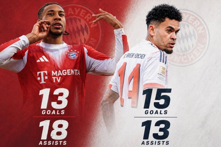 博鱼体育登录入口-本赛季奥利塞、迪亚斯德甲进球、助攻均13+，为拜仁球员首次做到